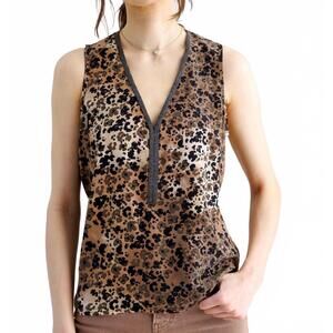 NEW GO BY GO SILK go off the chain shell printed top in animas